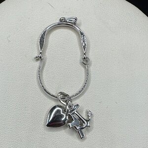 Sterling Silver BEAU Charm pendant with Heart & Anchor Charms